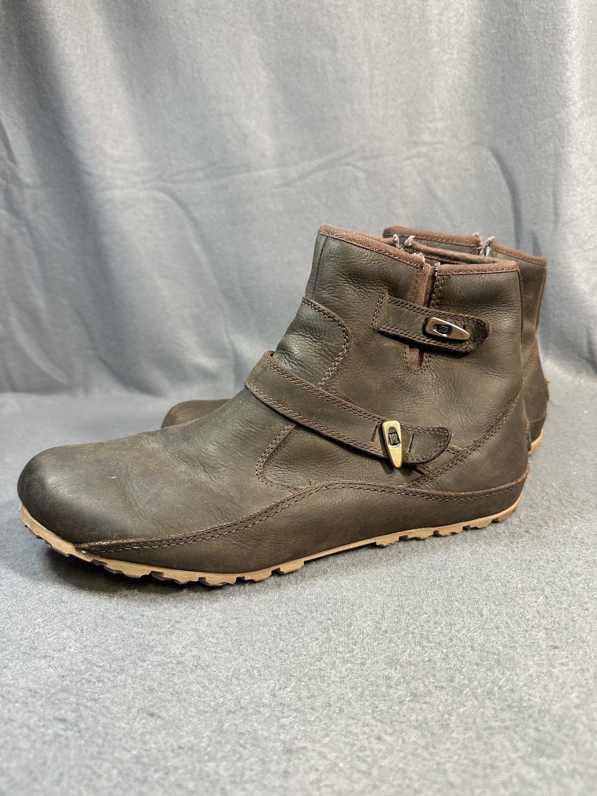 Stivali Merrell donna taglia 11 pelle marrone impermeabili GripDry zip scarpe da trekking