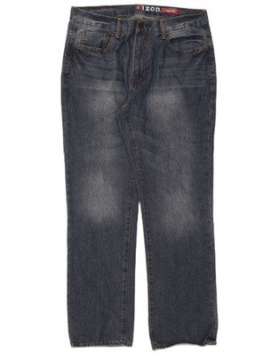 Izod Herren Straight Jeans W36 L32 blau Baumwolle DT85