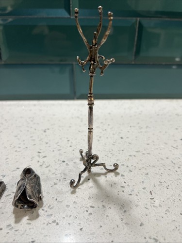 RARE Three Piece Miniature Vintage Sterling Silver Coat Rack made in Italy - Picture 5 of 11