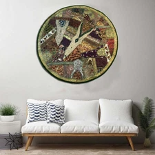 60" STUNNING DÉCOR BEADED CHRISTMAS GIFT SARI WALL HANGING ROUND TAPESTRY