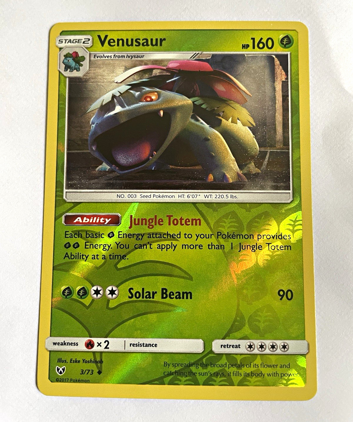 The Pokémon Company Venusaur 160 HP Shining Legends Reverse Holo 3/73 Eng 2017