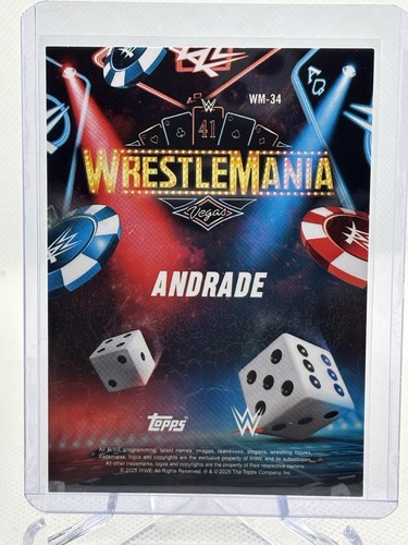 2025 Topps WWE Wrestlemania 41 WORLD Exclusive Andrade Blue WM- 34 /499 - Picture 2 of 2
