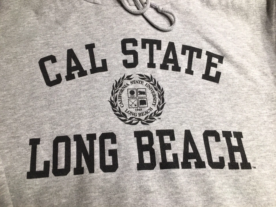 Sudadera con Capucha Azul 84 Cal State Long Beach Para Hombres S Gris Escuela Gráfico Polar Foto 2 de 4