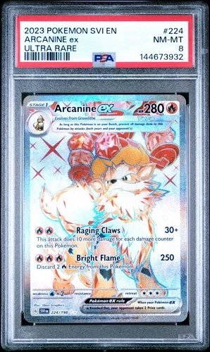 Pokemon Arcanine Ex Scarlet & Violet Ultra Rare #224 PSA 8 NM-MT