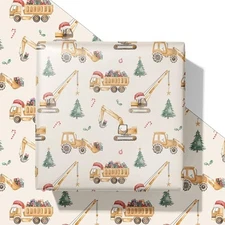 Wrapping Paper for Kids - Holiday Wrapping Paper with Construction Christmas