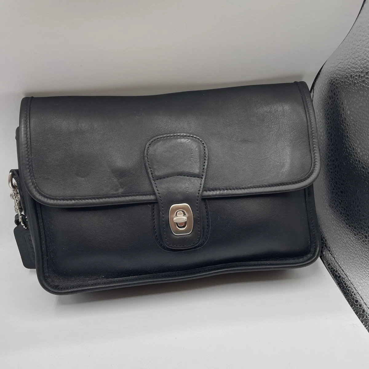 バッグ Rare Vintage Coach Clutch Bag Pouch Vintage Coach Leather Wristlet Pouch Black Coin Purse Clutch