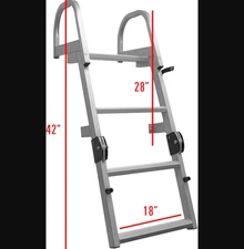 Durable 3 Step Dock Ladder or Pontoon boat - Aluminum Folding Flip Up 3006.8878