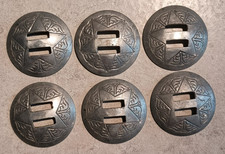 Set of 6 Rare Vintage Aluminum STAMPED CONCHOS, Slotted, Star Design 1 1/2"