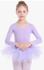 Girls Purple Ballet Tutu Toddler Long Sleeve with Glitter Skirt Dance NWT