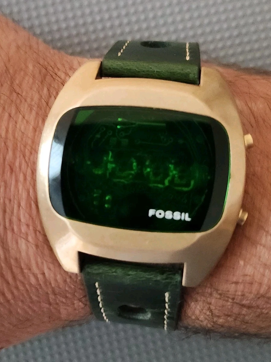 FOSSIL Vivid Grass Green Face Band Ladies Watch Silvertone Unworn Fresh Battery Fossil Green Wristwatches for sale | eBay main image 2