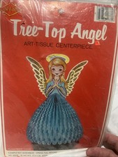 Beistle Vintage Angel Art Tissue Honeycomb Decoration 1980 Made In USA