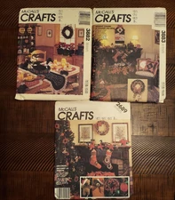 Lot of 3 Christmas Crafts Sewing Patterns McCall's 2689, 3883, 3882, NEW, uncut