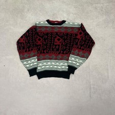 Vintage Knitted Jumper Abstract Patterned Grandad Knit Sweater Men's M
