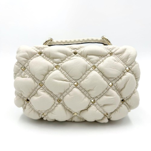 VALENTINO GARAVANI SpikeMe Rockstud 2Way Shoulder Hand bag White Leather Women - Picture 12 of 24