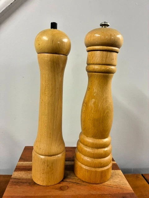 VTG.Set of 10 Inch. Peugeot Blond wood Salt & Pepper Grinders From France