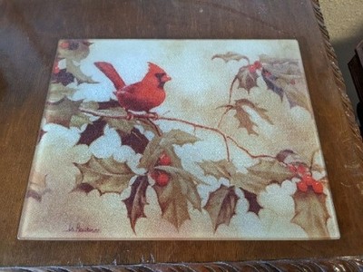 JAMES HAUTMAN Glass Cutting Board Cardinal