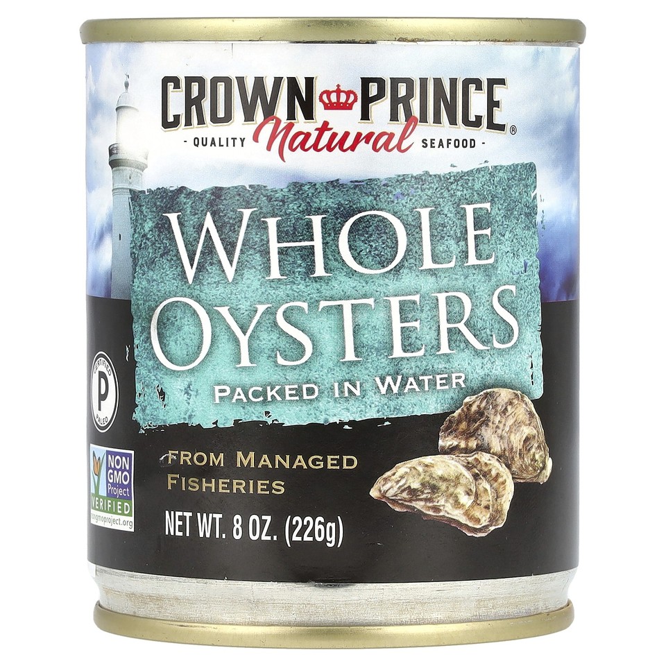 Whole Oysters, Packed In Water, 8 oz (226 g)