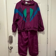 Bocoo Track Suit Womens XL purple Jacket Pants Set Nylon Color block Vintage 90s
