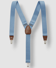 Club Room Men's Blue Solid Stretch Metal Clip-ON End Suspenders