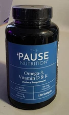 The 'Pause Nutrition Omega-3 & D3 & K, 120 Count Exp 11/2026