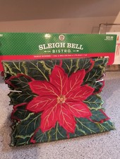 New Sleigh Bell Bistro 13  x 69  Poinsettia Christmas Table Runner