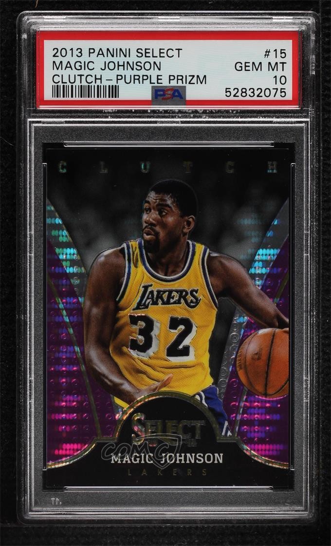 2013 Panini Select Clutch Purple Prizm 61/99 Magic Johnson PSA 10 GEM MT HOF 0a9