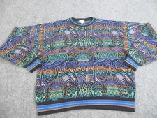 Vintage Neiman Marcus Sweater Mens XL Multicolor Pattern Cotton Made in USA 90s