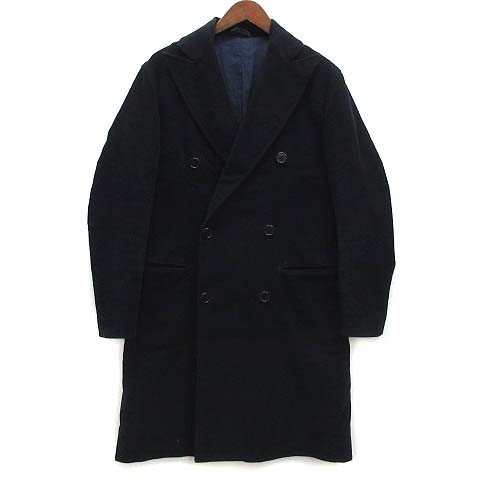 Ballantyne, BALLANTYNE Velor Peak Lapel Double Chester Coat S005 Navy Navy 44 Made in Italy