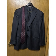 Canali 46 US 56 EURO Blue Pin Stripe SUIT JACKET COAT Wool  BONUS TIE Z24