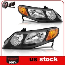 Headlights Assembly For 2007-2011 Honda Civic Sedan 4Dr Driver + Passenger Sides