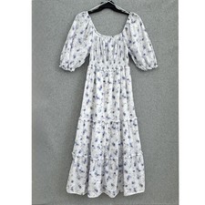 LoveShackFancy Target Gemma White Blue Floral Cottagecore Maxi Dress Size Medium