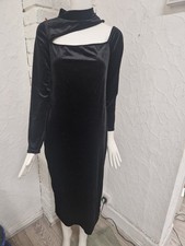 BNWT BooHoo Black Asymetric Neck Midi Dress Size 14