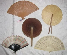 5 Antique Hand Fans Circa 1870-1930