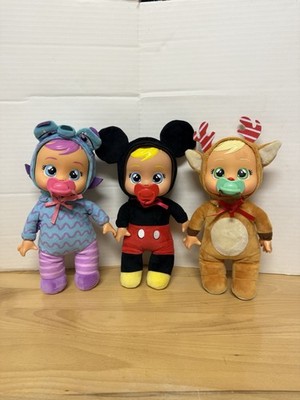 Cry Babies Lot Of 3 - Sulley Mickey Rudolf Disney IMC Toys