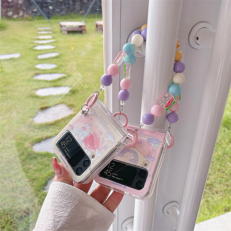 Samsung Z Flip 6 5 4 Foldable Cute Cartoon Chain Pattern Phone Case