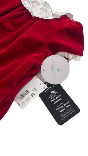 Edgehill Collection Dress Girls 12 mo. Red Holiday velvety Cotton w bloomers $80 - Picture 5 of 10
