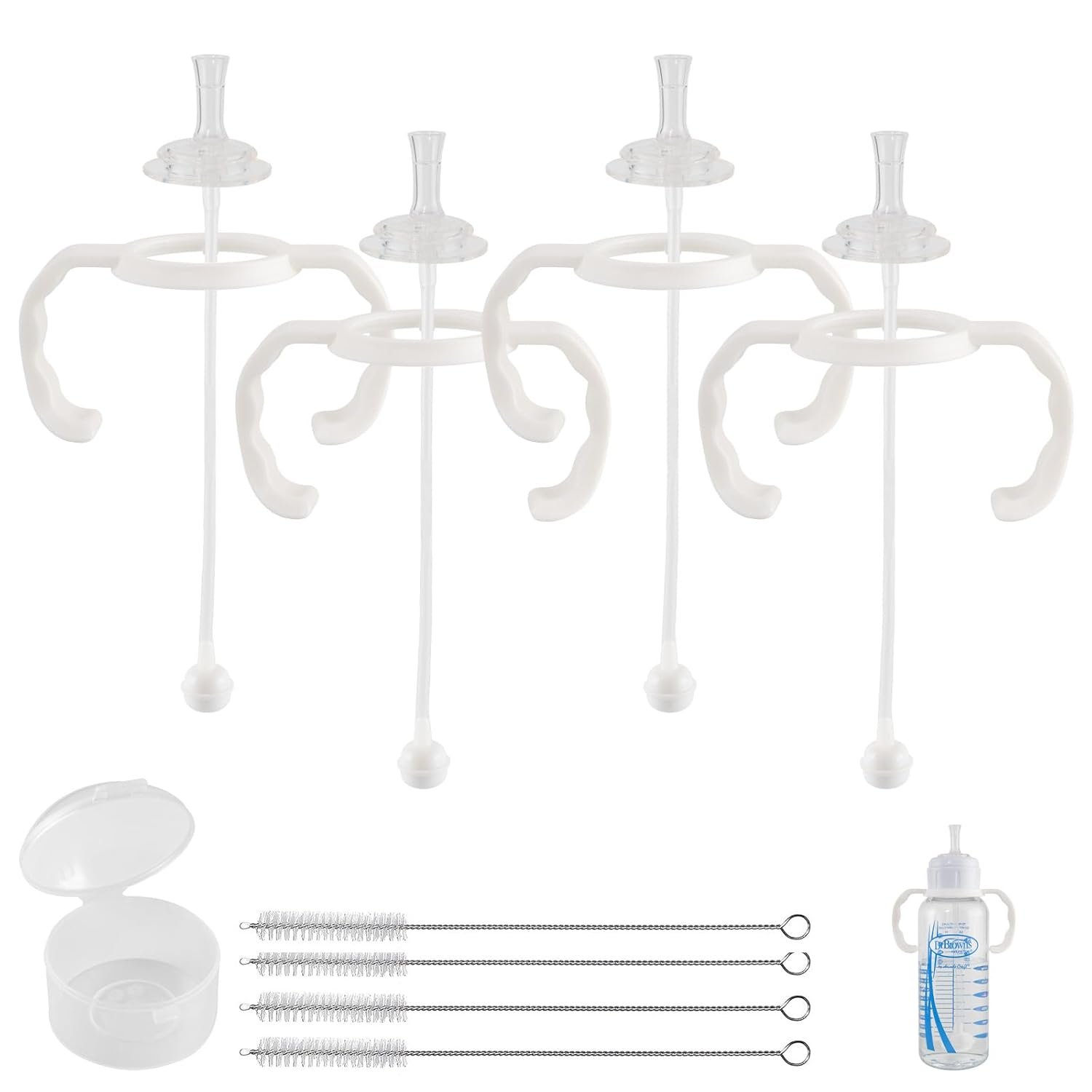 Straw Cup Conversion Kit for Dr Browns Narrow and Glass Baby Bottles Spill-Proof