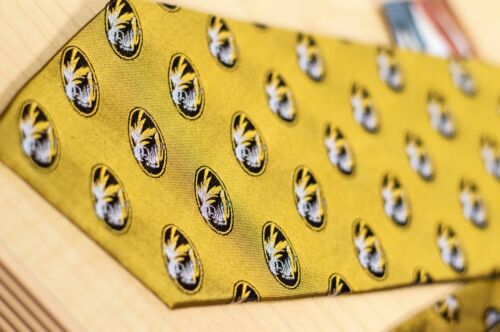 Missouri Tigers College Logo Gold 100% Silk Adjustable Neck Tie - Varsity Vest - Picture 3 of 8