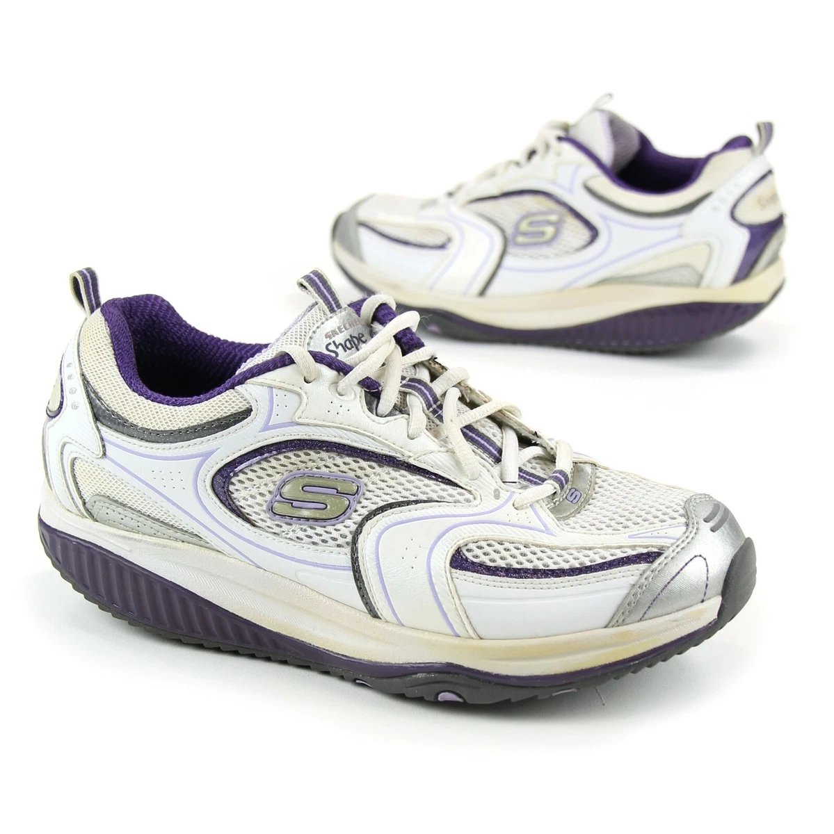 Skechers Shape Ups Womens Sz 8.5 Shoes Walking Purple White Toning 12320 WPR