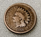 ● 1859 Indian Head Cent Cn Type I No Shield