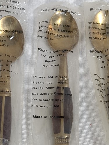 VINTAGE 23 Mini Bronze Demitasse Spoon w/Wood Handle Made In Thailand NEW/USED - Picture 14 of 14