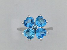 Heart Shape Natural Blue Topaz Ring in 925 Sterling Silver