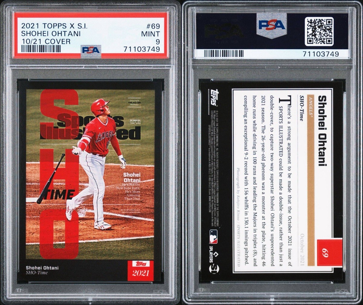 2021 Topps x S. I. SHOHEI OHTANI 10/2021 Cover PSA 10 GEM MT + 9 