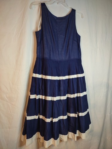 Abito a pieghe Talbots da donna senza maniche a righe taglia 8 bianco nuovo con etichette - Foto 2 di 7