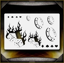 Flaming Dice Airbrush Stencil Template Airsick