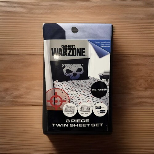 Call Of Duty Warzone 3pc Twin Sheet Set Skull Paratrooper Video Game Activision