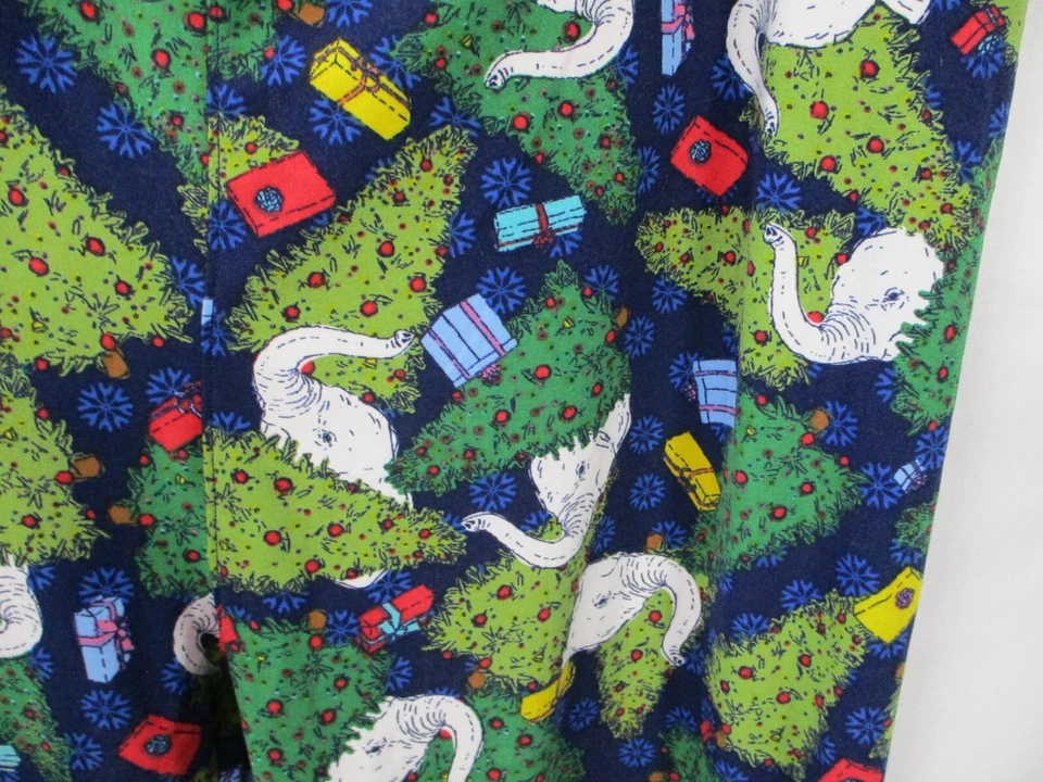 Legging Lularoe Mujer Grande Verde Blanco Elefante Navidad Cintura Elástica Elástica Elástica Foto 3 de 4