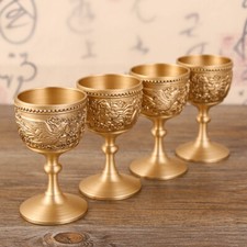 Brass Chalice Goblet Wine Cup Church Baptism Home Decor Gold Dragon Phoenix Chic
