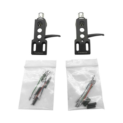 2-Pack Turntable Headshells – Compatible With Technics 1200 & 1210 MK2, 4-Pin Phono Cartridge Mount, Black