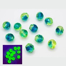 Bicolor Uranium Glass Beads Czech 8mm 10mm Yellow Blue Fire Polished 10pcs